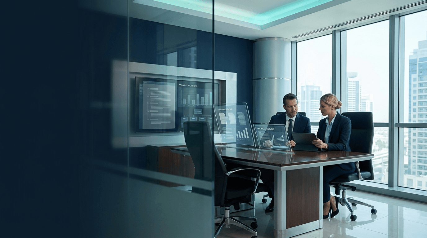 Consultants reviewing structured Free Zone source material